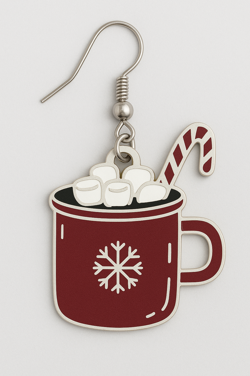 Hot Cocoa Mug with Candy Cane Dangle Earrings – Festive Holiday Jewelry
