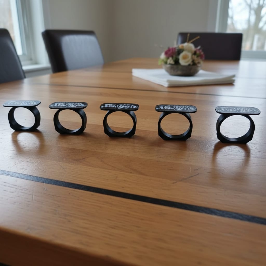 Happy New Year Napkin Ring Holders (Set of 5)