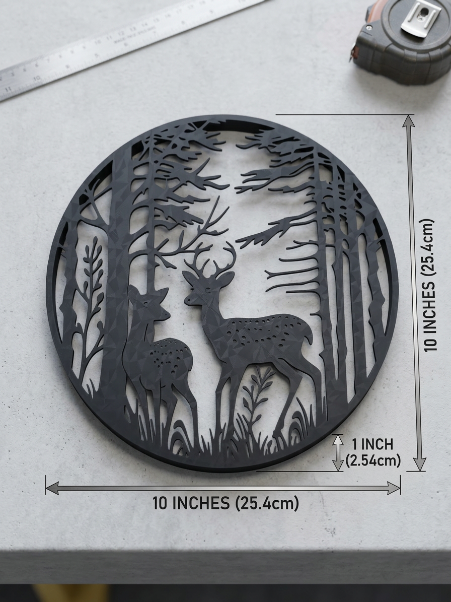 Deer Shadow Wall Art | 3D Printed Rustic Wildlife & Cabin Home Decor