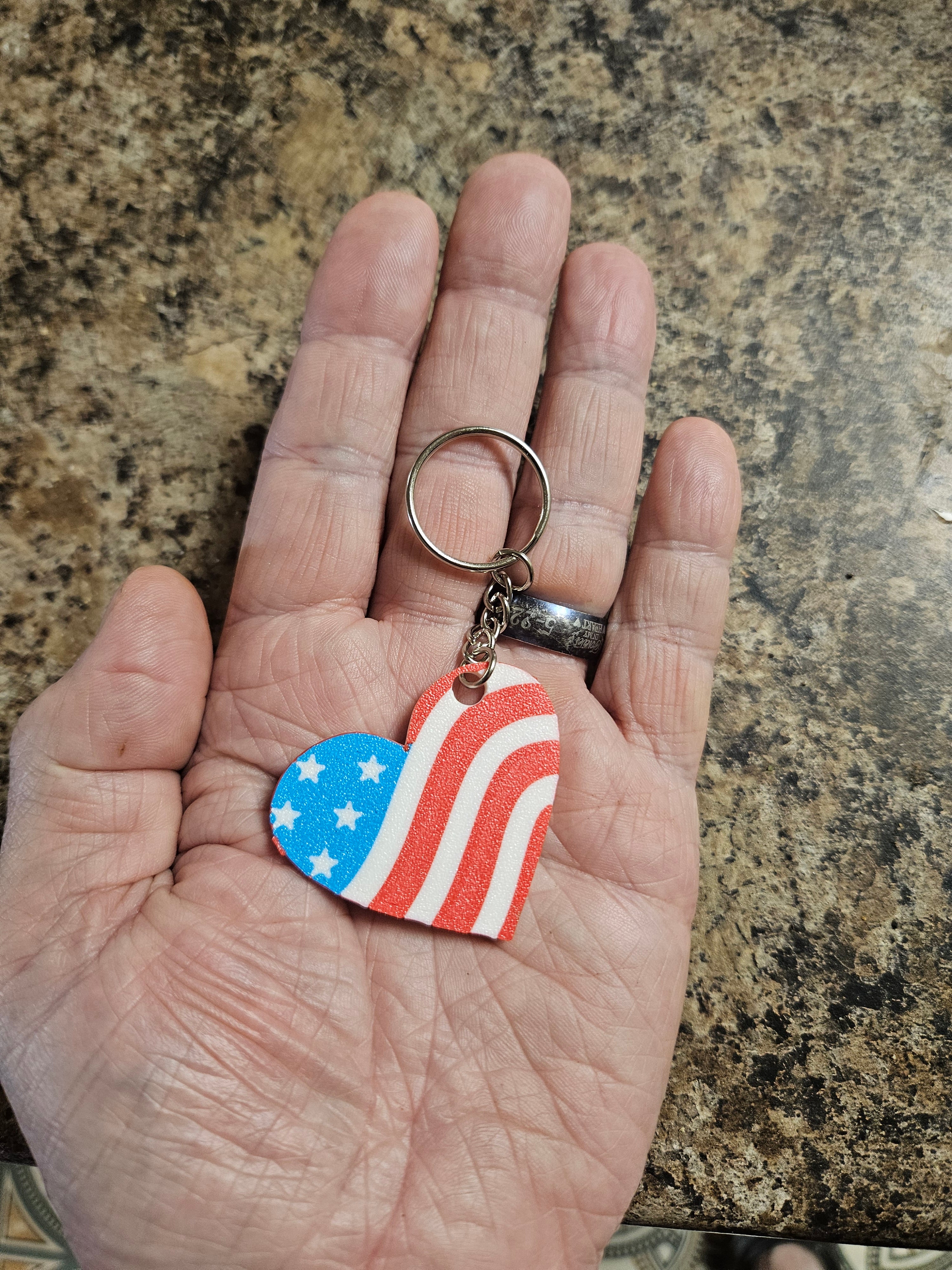 July 4th Heart-Shaped American Flag Keychain