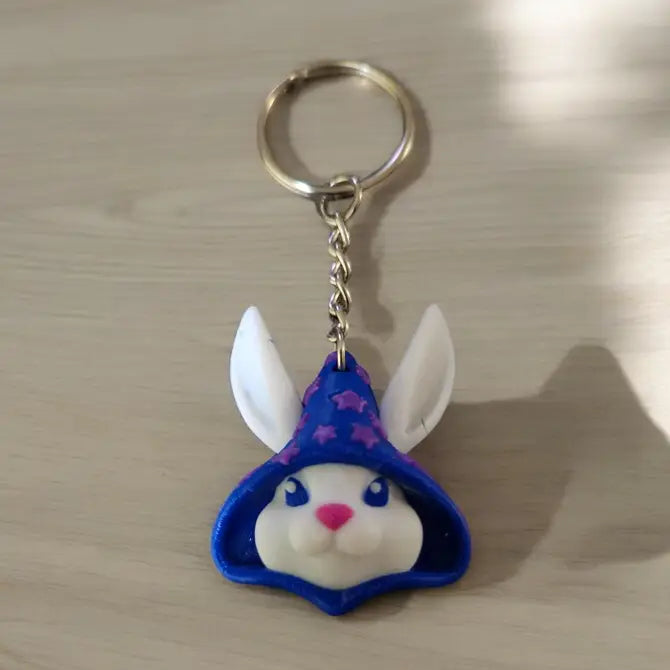 Whimsical Wizard Bunny Keychain