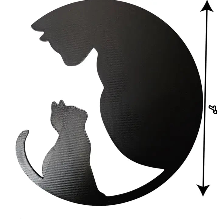 Cat and Kitten Shadow Wall Art – Minimalist Pet Decor | USA Made