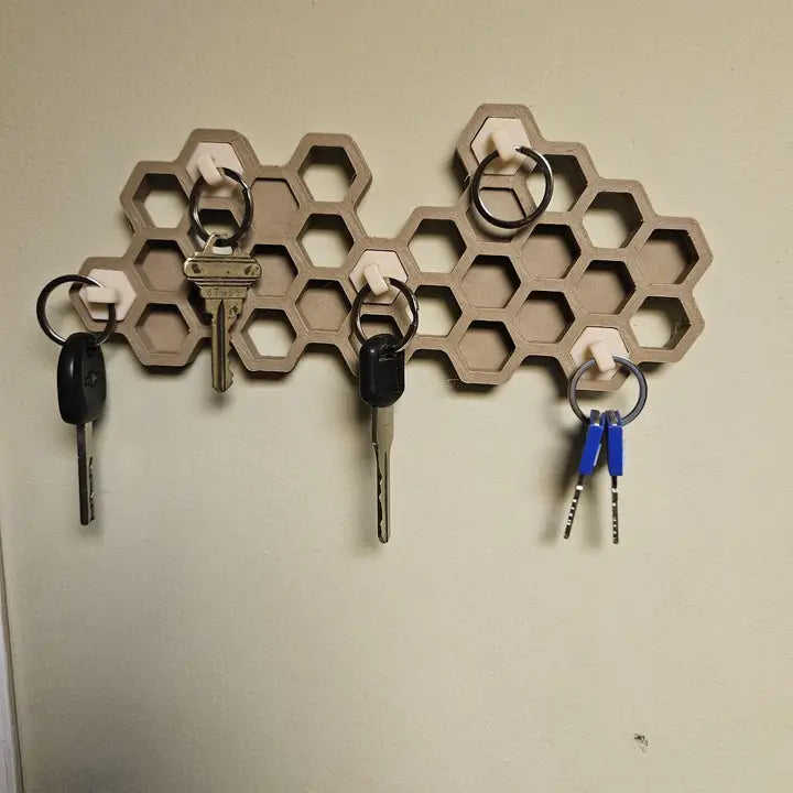 Honeycomb Key Hanger – Modern Wall Mount Organizer | USA Made 3D Printed