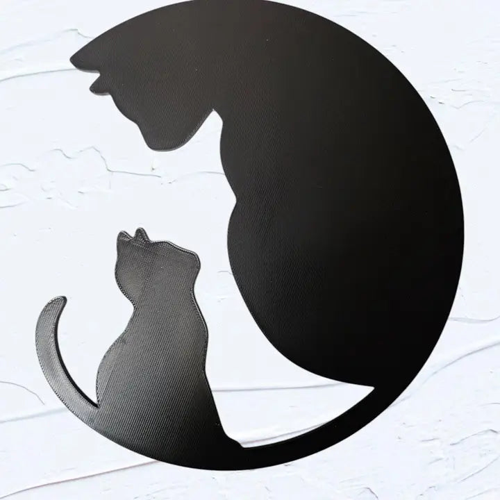 Cat and Kitten Shadow Wall Art – Minimalist Pet Decor | USA Made