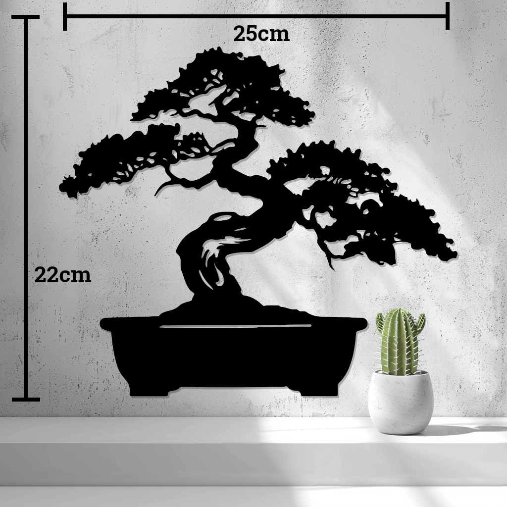 Bonsai Shadow Wall Art – Minimalist Zen Tree Wall Decor