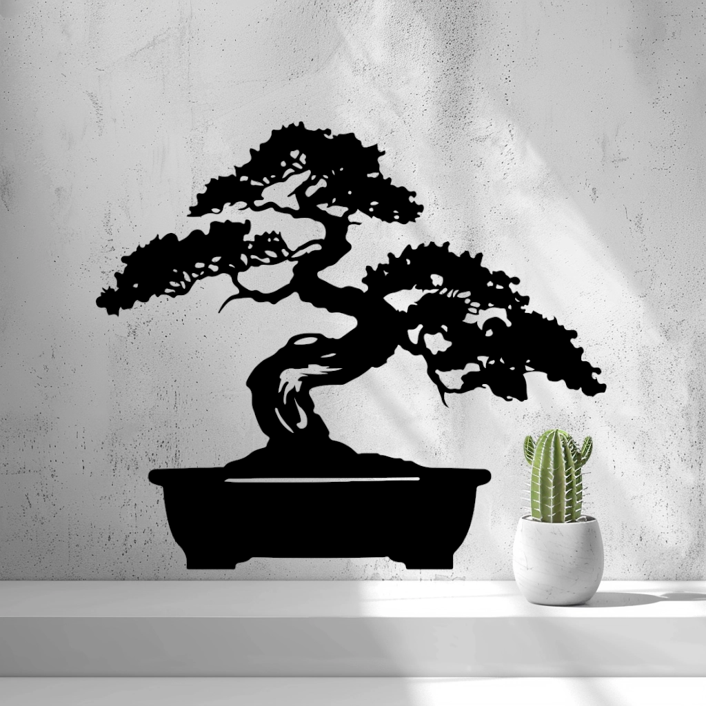 Bonsai Shadow Wall Art – Minimalist Zen Tree Wall Decor