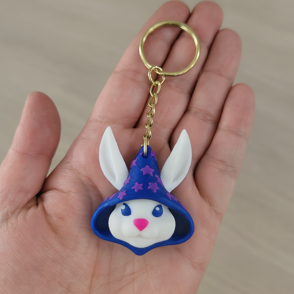 Whimsical Wizard Bunny Keychain