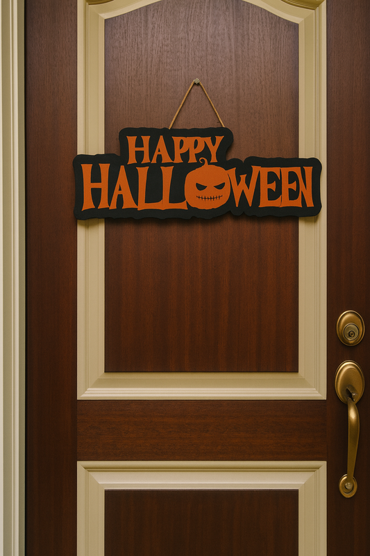 Happy Halloween Door Sign – Pumpkin Jack-o’-Lantern Wall & Door Decor