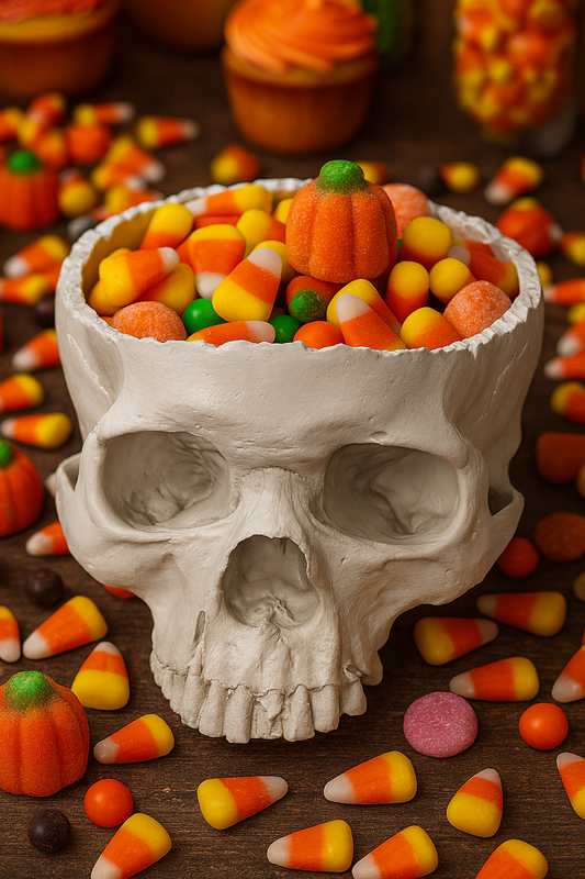Halloween Skull Candy Dish – Spooky Tabletop Treat Bowl