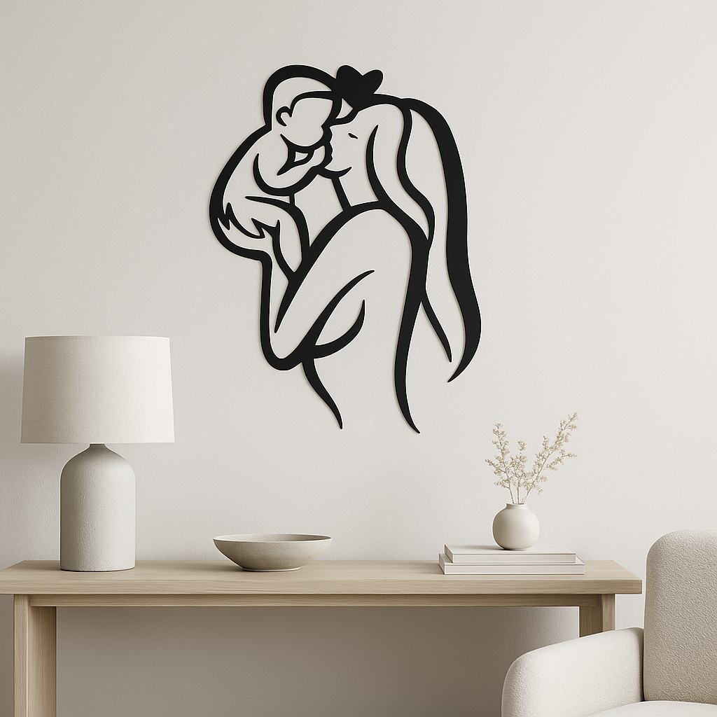 Shadow Mother Baby Wall Art – Minimalist Nursery Decor | USA Made