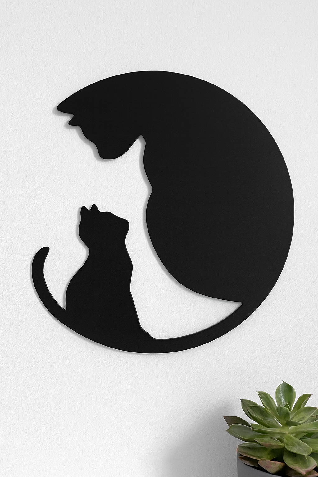 Cat and Kitten Shadow Wall Art – Minimalist Pet Decor | USA Made