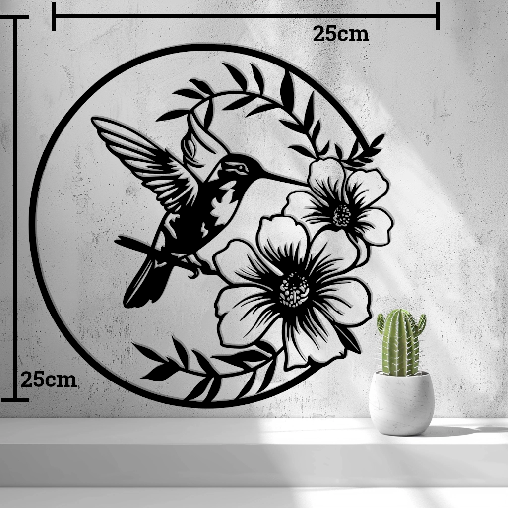 Hummingbird with Flowers Wall Art – Elegant Nature-Inspired Home Decor