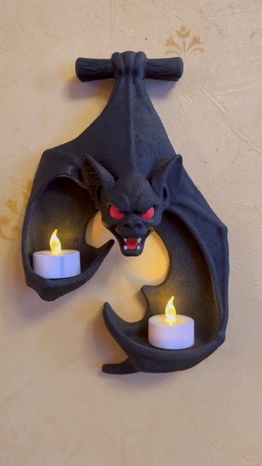 Vampire Bat Tea Light Candle Holder – Spooky Halloween Decor