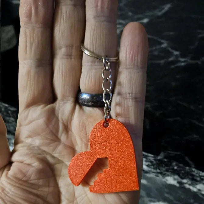 Key in Heart Keychain – Romantic Love Symbol Charm | USA Made 3D Printed