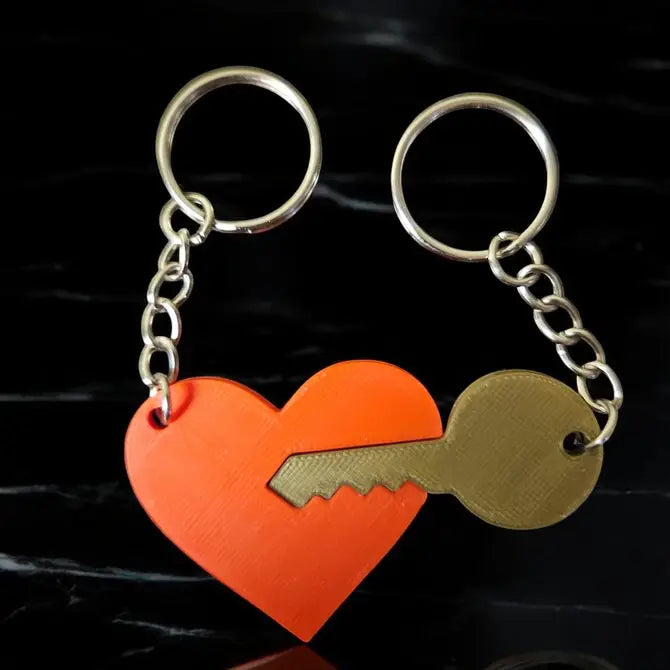 Key in Heart Keychain – Romantic Love Symbol Charm | USA Made 3D Printed
