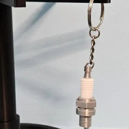 Silver Spark Plug Keychain – Automotive Charm | USA Made 3D Printed