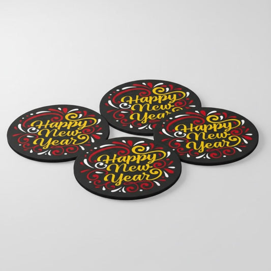 Happy New Year  Coasters with holder