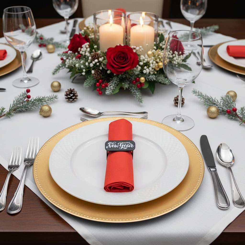 Happy New Year Napkin Ring Holders (Set of 5)