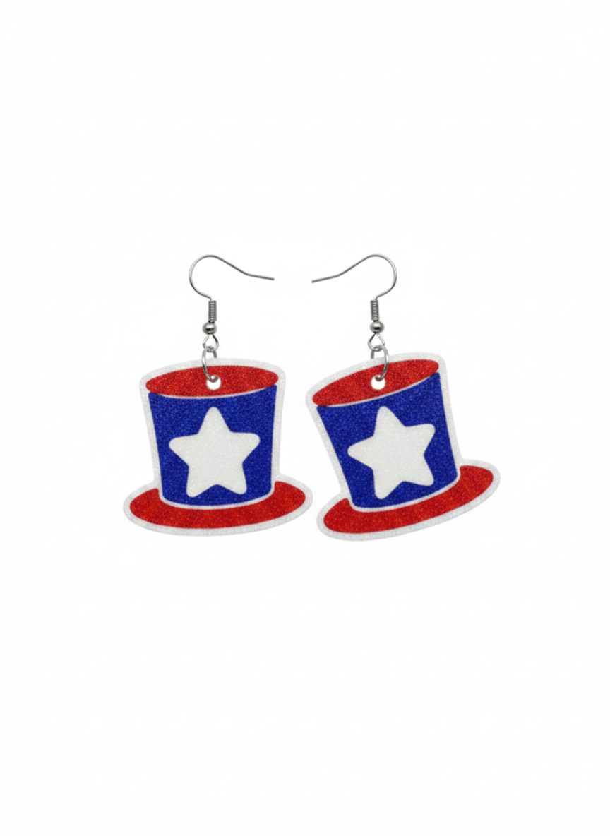 July 4th Hat Earrings