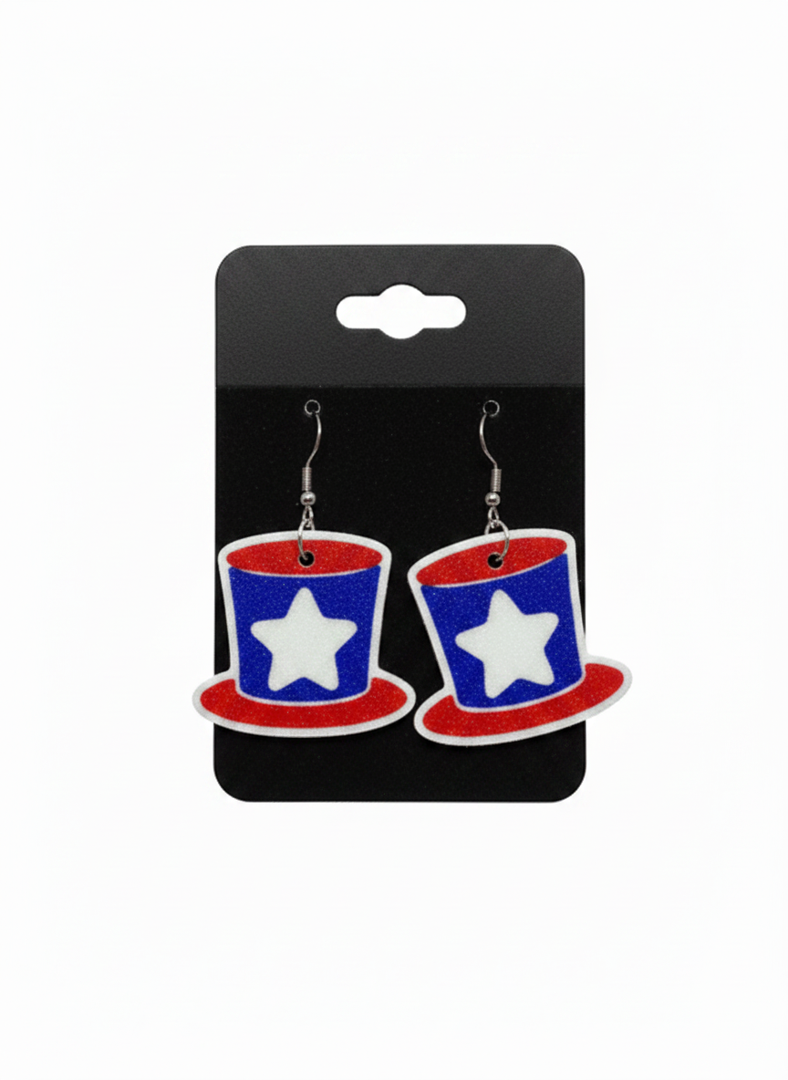 July 4th Hat Earrings