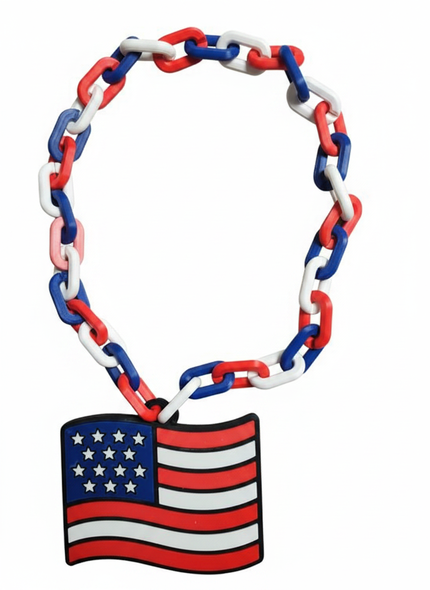July 4th American Flag Pendant Chain Necklace