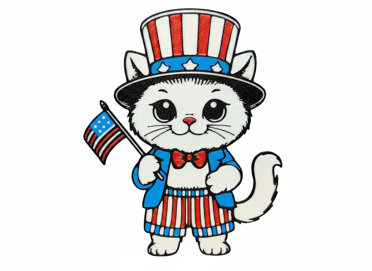 Uncle Sam July 4th Cat Wall Art