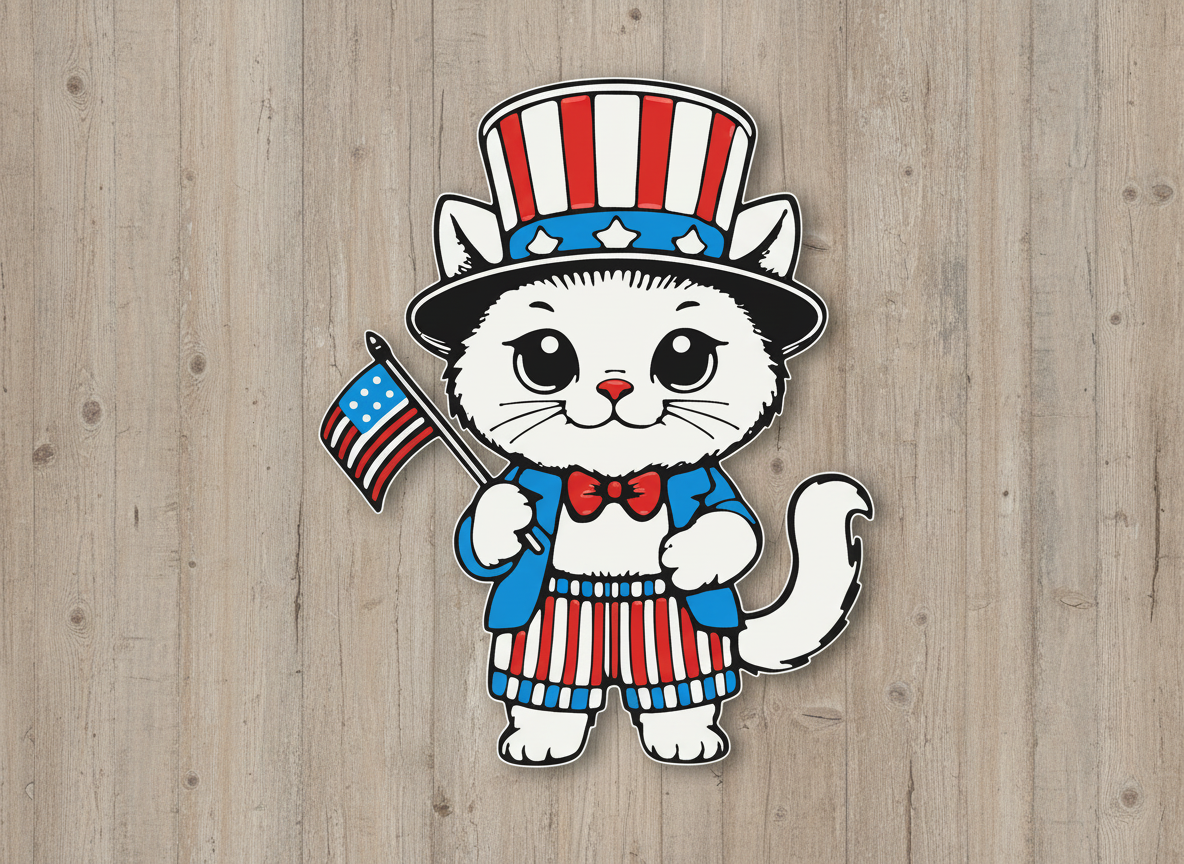 Uncle Sam July 4th Cat Wall Art