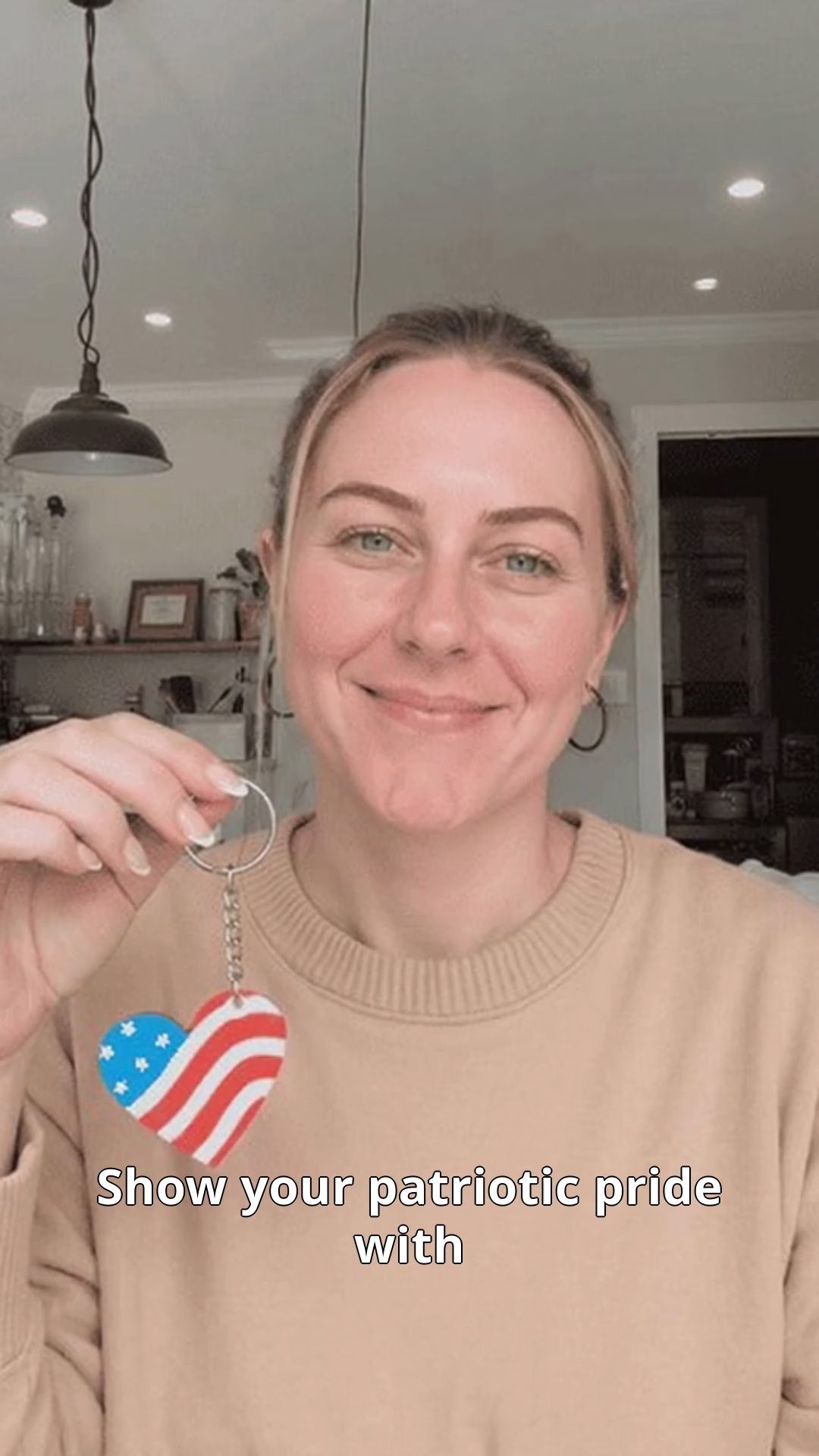 July 4th Heart-Shaped American Flag Keychain