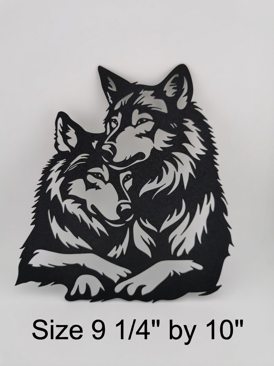 Wolf Couple Shadow Wall Art | 3D Printed Rustic Wolf Wall Decor for Cabin & Home